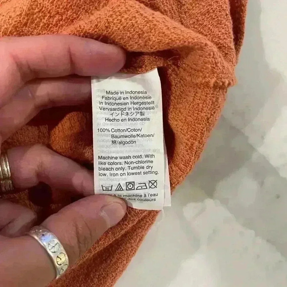 Madewell Texture Thread Tiered Sleeve Top Orange Scoop Neck Women's Small Boho - Picture 5 of 7